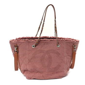 CHANEL Canvas Small Double Face Shopping Tote Pink