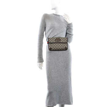 GUCCI GG Supreme Monogram Neo Vintage Web Belt Bag Brown