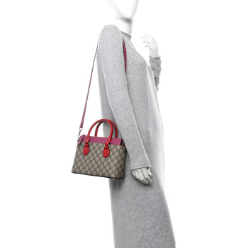 GUCCI GG Supreme Monogram Mini Zip Top Tote Beige Dry Rose