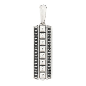 DAVID YURMAN Sterling Silver Black Diamond Pyramid Ingot Tag Pendant