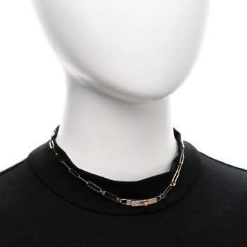 HERMES 18K Rose Gold Diamond Pave Kelly Chaine Choker Necklace