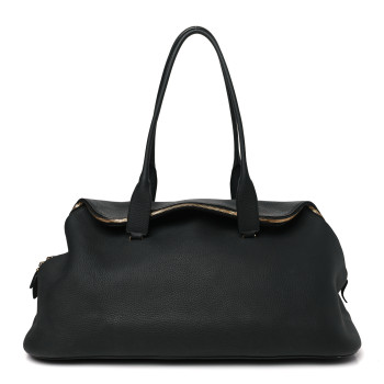 THE ROW Matte Grained Calfskin Large Devon Bag Black