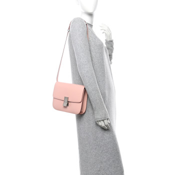 CELINE Smooth Calfskin Medium Classic Box Flap Bag Pink