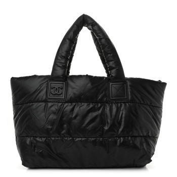 CHANEL Lambskin Quilted Large Coco Cocoon Reversible Tote Black