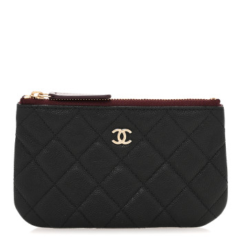 CHANEL Caviar Quilted Small Cosmetic Case Black