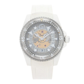 GUCCI Stainless Steel Rubber 40mm Dive Quartz Watch White