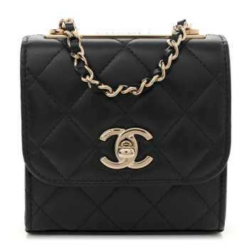CHANEL Lambskin Quilted Mini Trendy CC Chain Wallet Black