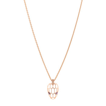 BULGARI 18K Rose Gold Amethyst Serpenti Seduttori Pendant Necklace