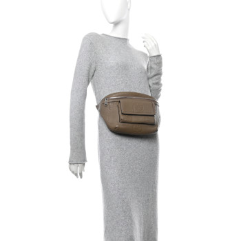 GUCCI Piuma Calfskin Jumbo GG Embossed Pocket Belt Bag Good Taupe