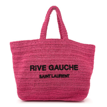 SAINT LAURENT Raffia Rive Gauche Tote Pink