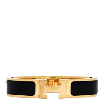 HERMES Enamel Narrow Clic Clac H Bracelet PM Black