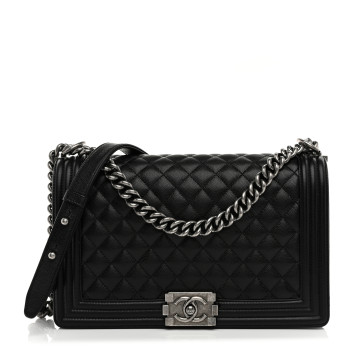 CHANEL Caviar Quilted New Medium Boy Flap Black