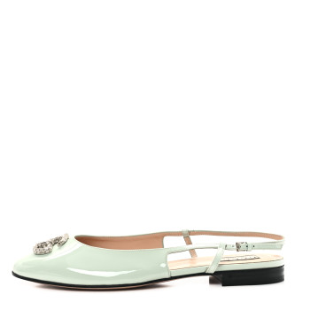 GUCCI Vernice Crystal GG Ballet Flats 41 Salvy Green