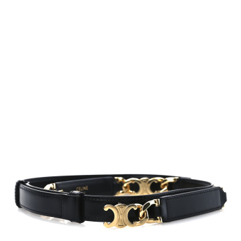 CELINE Calfskin Small 18mm Gourmette Triomphe Belt 85/34 Black
