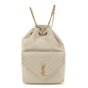 SAINT LAURENT Lambskin Matelasse Monogram Joe Backpack Cream