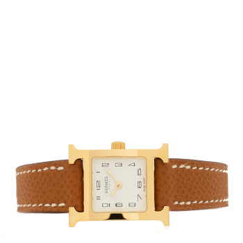 HERMES Stainless Steel Epsom 17.2mm Heure H Hour Quartz Watch Gold