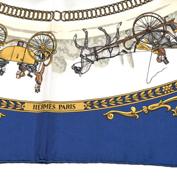 HERMES Silk La Promenade de Longchamps Scarf 90