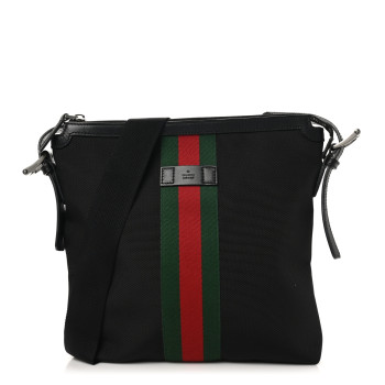 GUCCI Techno Canvas Web Messenger Bag Black