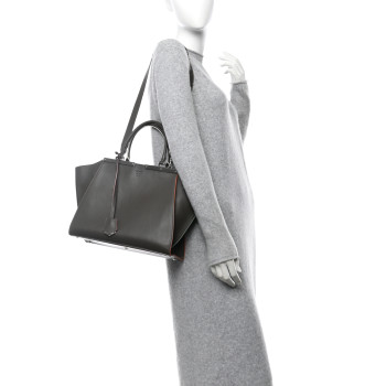 FENDI Vitello Dolce Century Petite 3Jours Tote Carbone