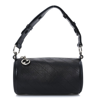 GUCCI Sakai Be Green Calfskin Diagonal Stitched Mini Blondie Barrel Shoulder Bag Black