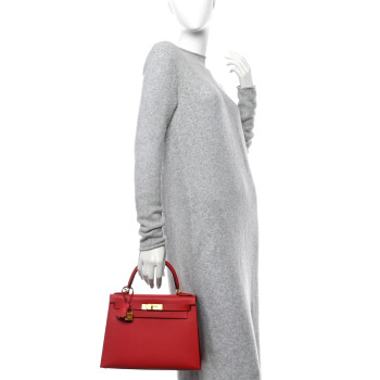 HERMES Epsom Horseshoe Kelly Sellier 28 Rouge Casaque