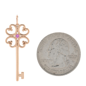 TIFFANY 18K Rose Gold Pink Sapphire Quatra Key Pendant
