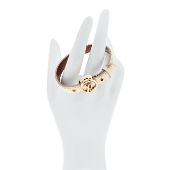 LOUIS VUITTON Calfskin LV Circle Bracelet 17 White