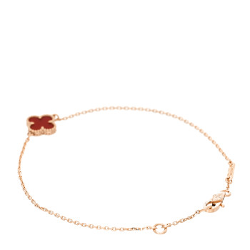 VAN CLEEF & ARPELS 18K Rose Gold Carnelian Sweet Alhambra Bracelet