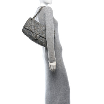 CHANEL Calfskin Ultra Stitch Oversized Flap Grey