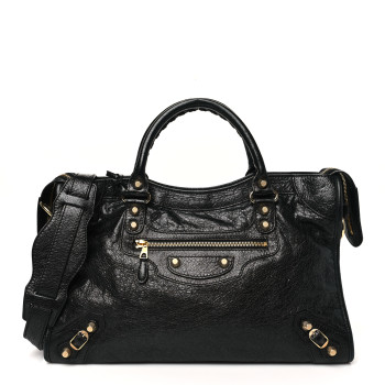 BALENCIAGA Agneau Giant 12 Gold Hardware City Black