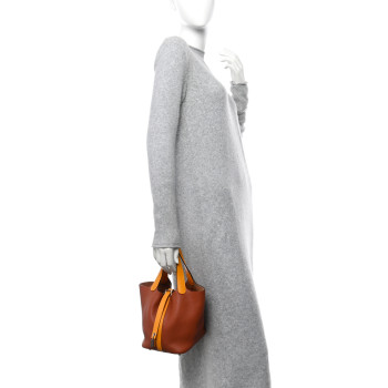 HERMES Taurillon Clemence Swift Picotin 18 PM Cuivre Jaune D'or