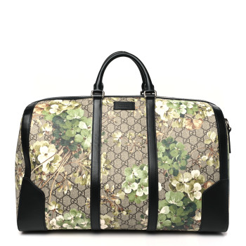 GUCCI GG Supreme Monogram Blooms Medium Duffle Beige New Military Black