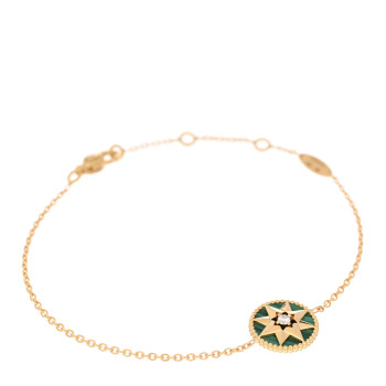 CHRISTIAN DIOR 18K Yellow Gold Diamond Malachite Rose Des Vents Bracelet