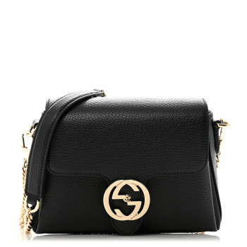 GUCCI Dollar Calfskin Interlocking G Crossbody Bag Black