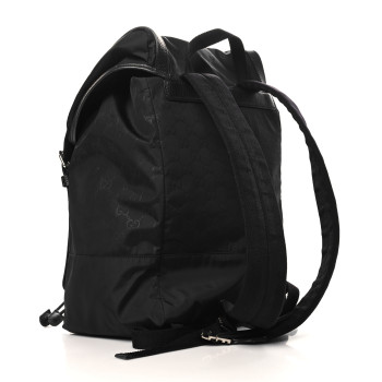 GUCCI Nylon Monogram Medium Light Double Buckle Backpack Black