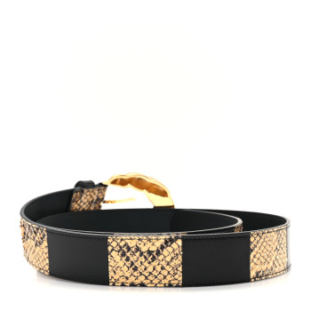 GUCCI Ciny Calfskin Lux Snakeskin Torchon 35mm Belt 95 38 Black