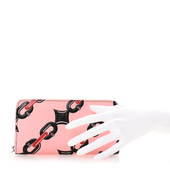 LOUIS VUITTON Epi Chain Flower Print Twist Zippy Wallet Pink
