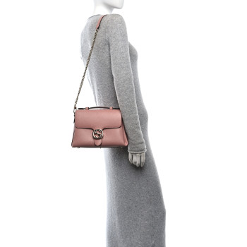 GUCCI Dollar Calfskin Interlocking G Top Handle Shoulder Bag Soft Pink
