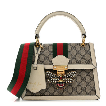 GUCCI GG Supreme Monogram Small Queen Margaret Top Handle Bag White