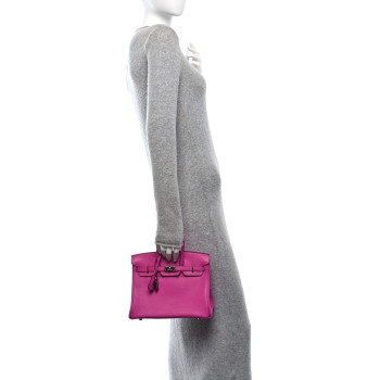 HERMES Taurillon Novillo Verso Birkin 25 Magnolia Rouge Casaque