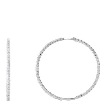 ROBERTO COIN 18K White Gold Diamond 7.55ctw Inside Outside Hoop Earrings