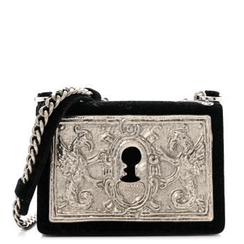 PRADA Velluto Cahier Lock Trunk Crossbody Bag Black