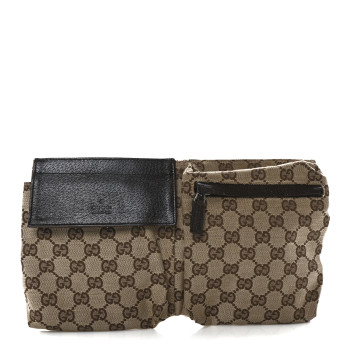 GUCCI GG Monogram Double Pocket Belt Bag Dark Brown