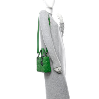 CHRISTIAN DIOR Lambskin Cannage Small Lady Dior Bright Green