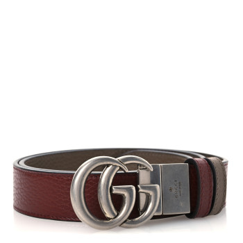 GUCCI Calfskin Double G Reversible 37mm Belt 85 34 Vintage Bordeaux and Cocoa
