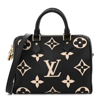 LOUIS VUITTON Empreinte Monogram Giant Speedy Bandouliere 25 Black Beige