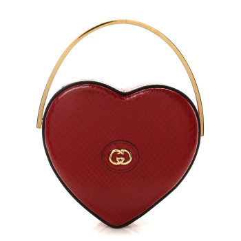 GUCCI Snakeskin Broadway Mini Heart Top Handle Bag Rasberry Candy