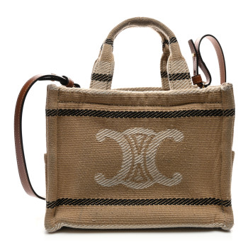 CELINE Stripe Triomphe Small Cabas Beige Black