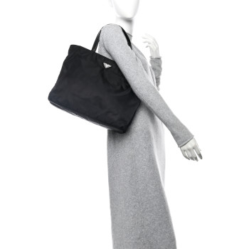 PRADA Tessuto Nylon Saffiano Shopping Tote Black