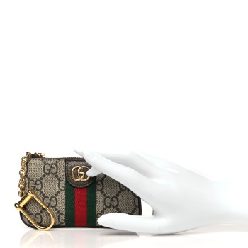 GUCCI GG Supreme Monogram Web Ophidia Key Case Beige New Acero